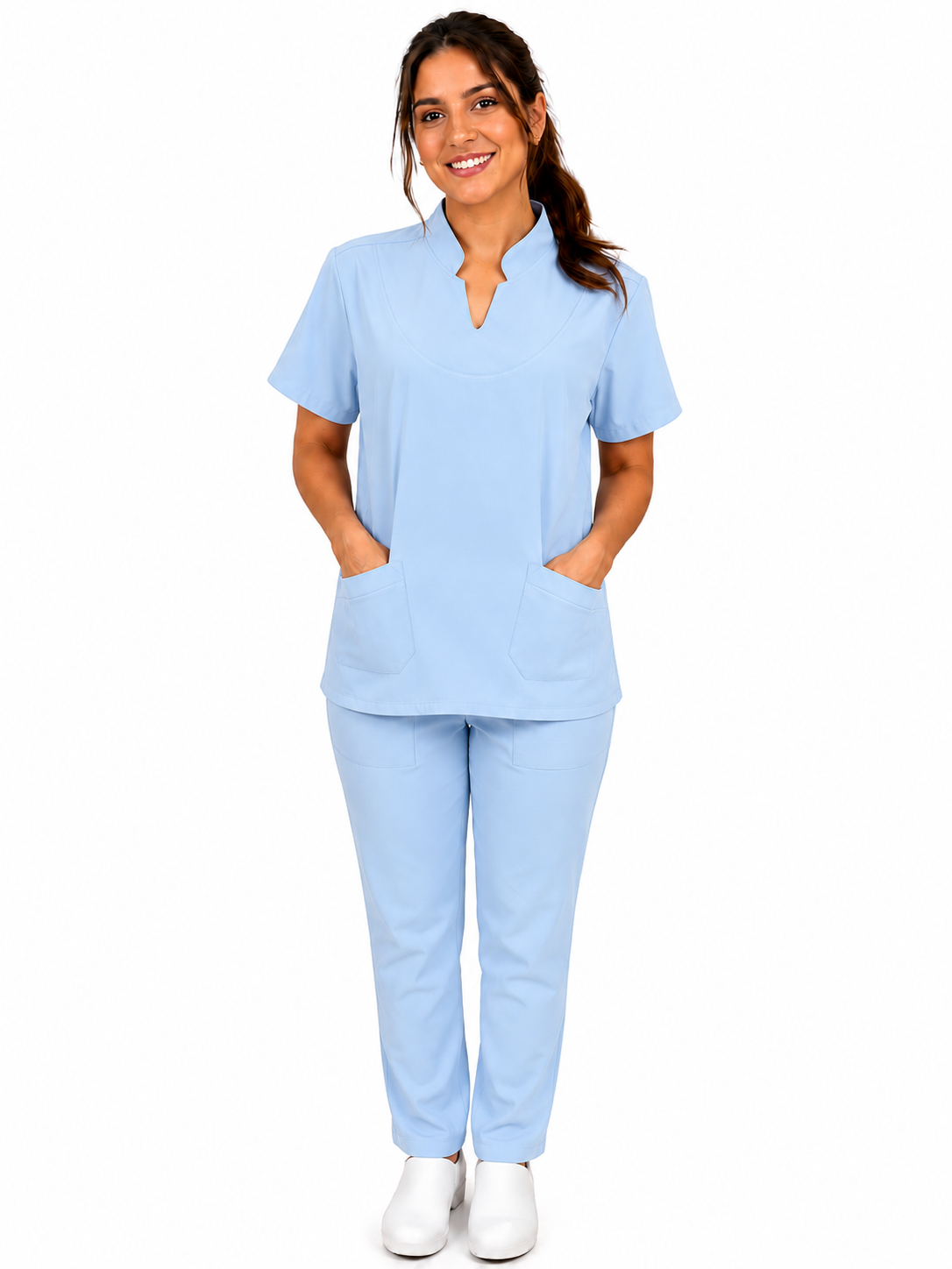 Conjunto Hospitalar Feminino Manga Tulipa com Elastico nas Costas Marsala 7